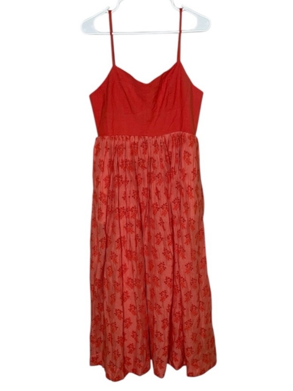 The GREAT. Camelia Dress orange/red Size 3/Large Eyelet 100% Cotton - Picture 4 of 13